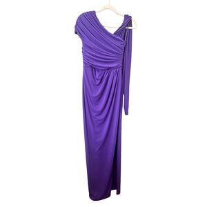 LBV Asymmetrical Draped Gown Electric Purple NWT Sz 4‎